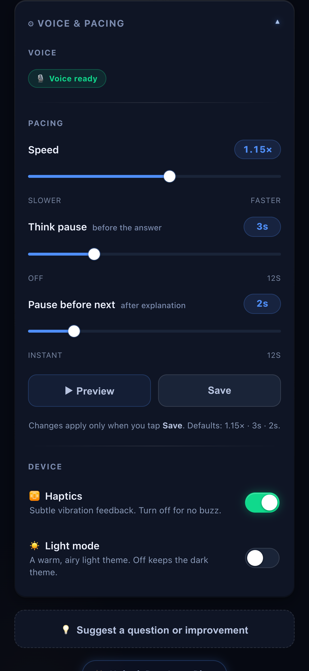 Pacing controls